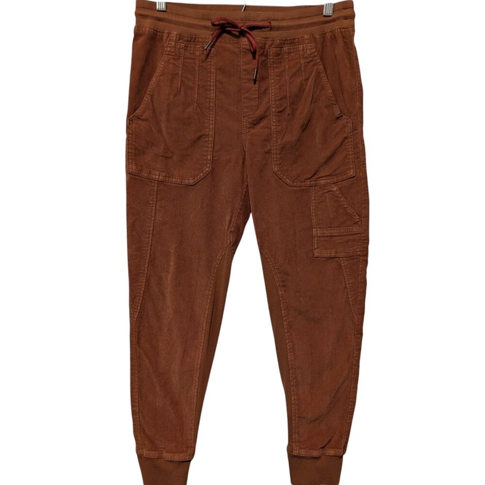 Anthropologie Womens Sz S Leigh Rust Orange Brown Corduroy Utility Jogger Pants